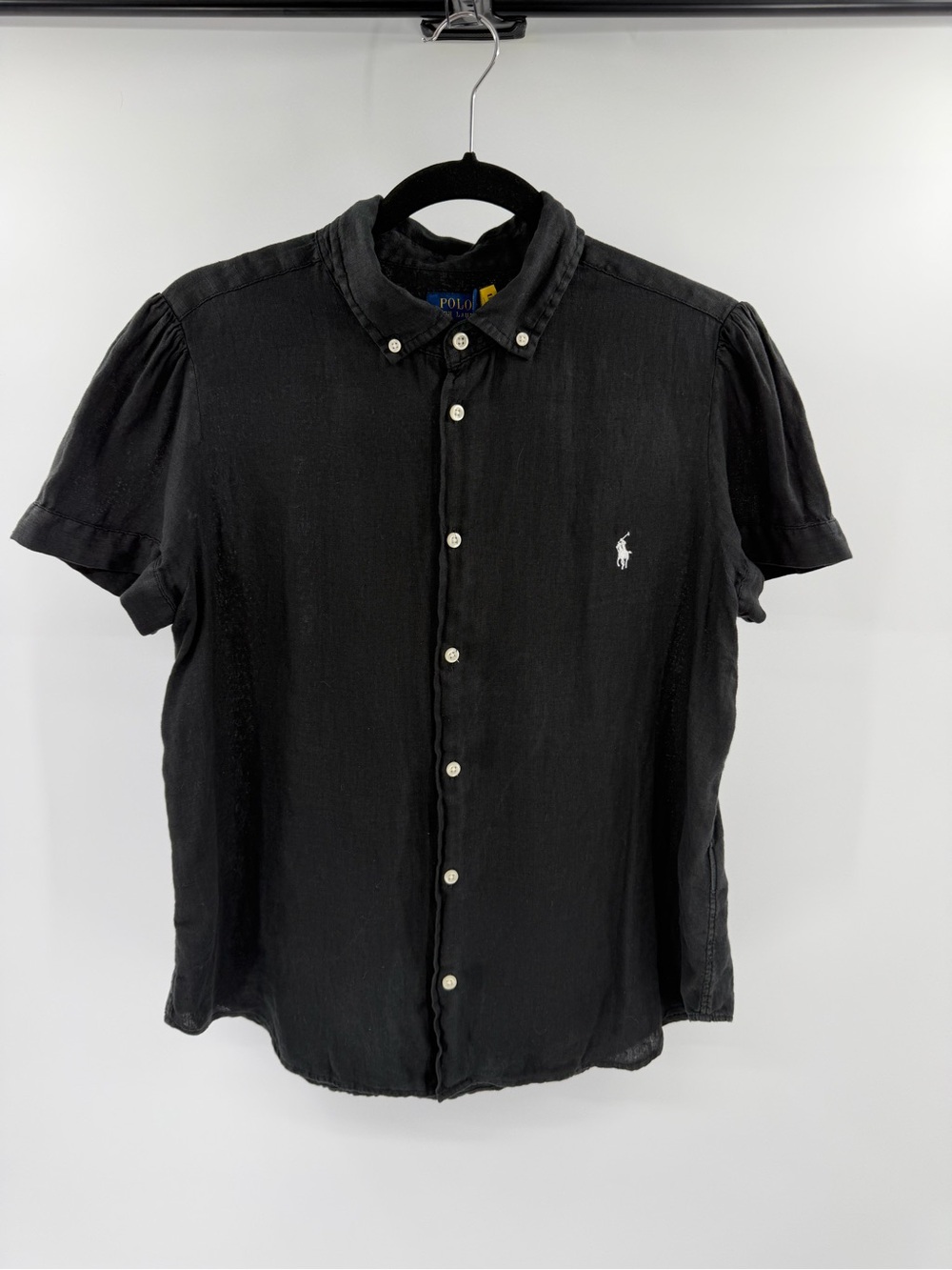 Polo by Ralph Lauren Black Short-Sleeve Button-Down Shirt XXL 100% Linen